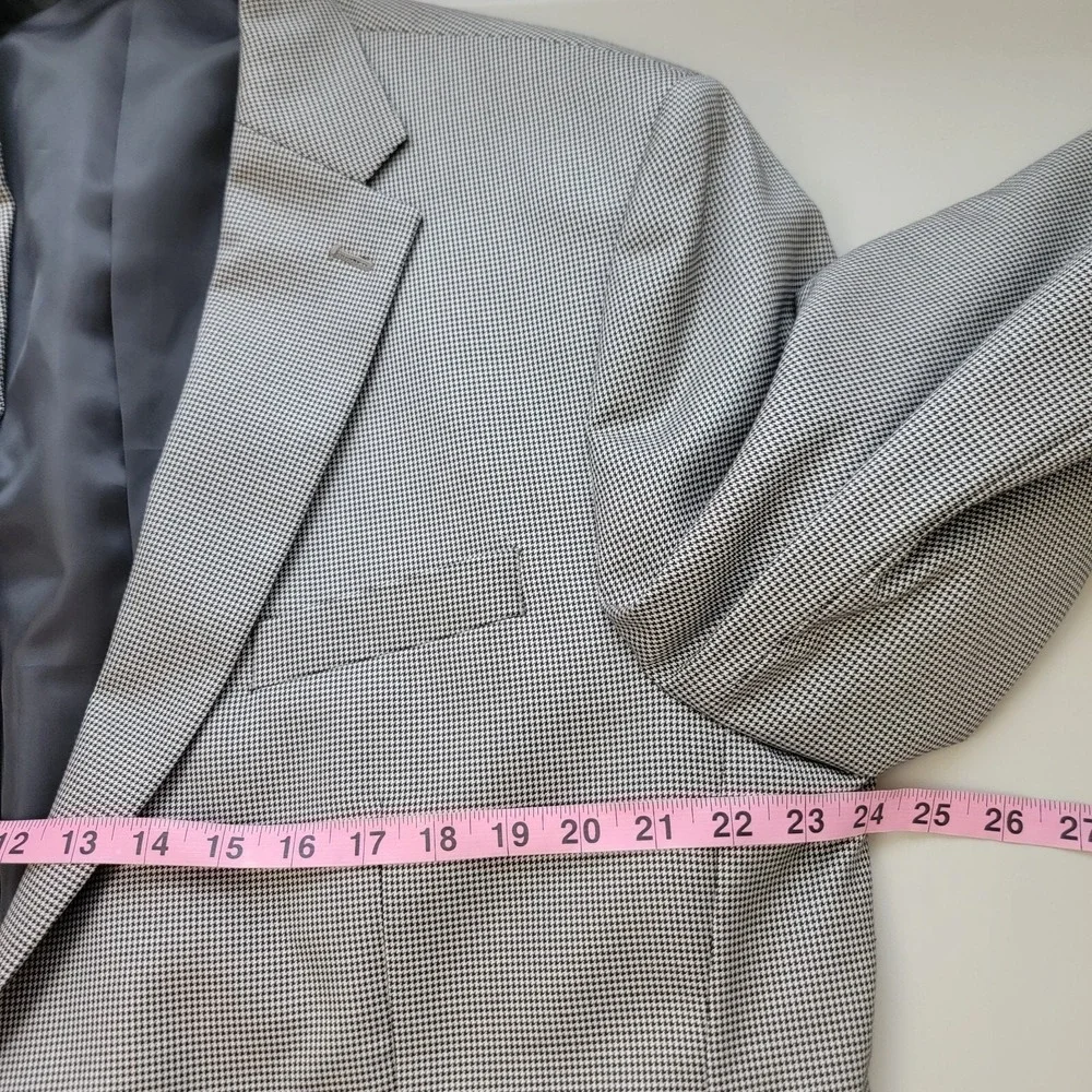 Lauren‎ Ralph Lauren Blazer Mens 46L Gray Houndstooth Long Sleeve Sports Coat